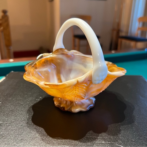 Vintage Swirl Marble Glass Candy, Trinket, compote Dish by Imperial Glass - Picture 3 of 11